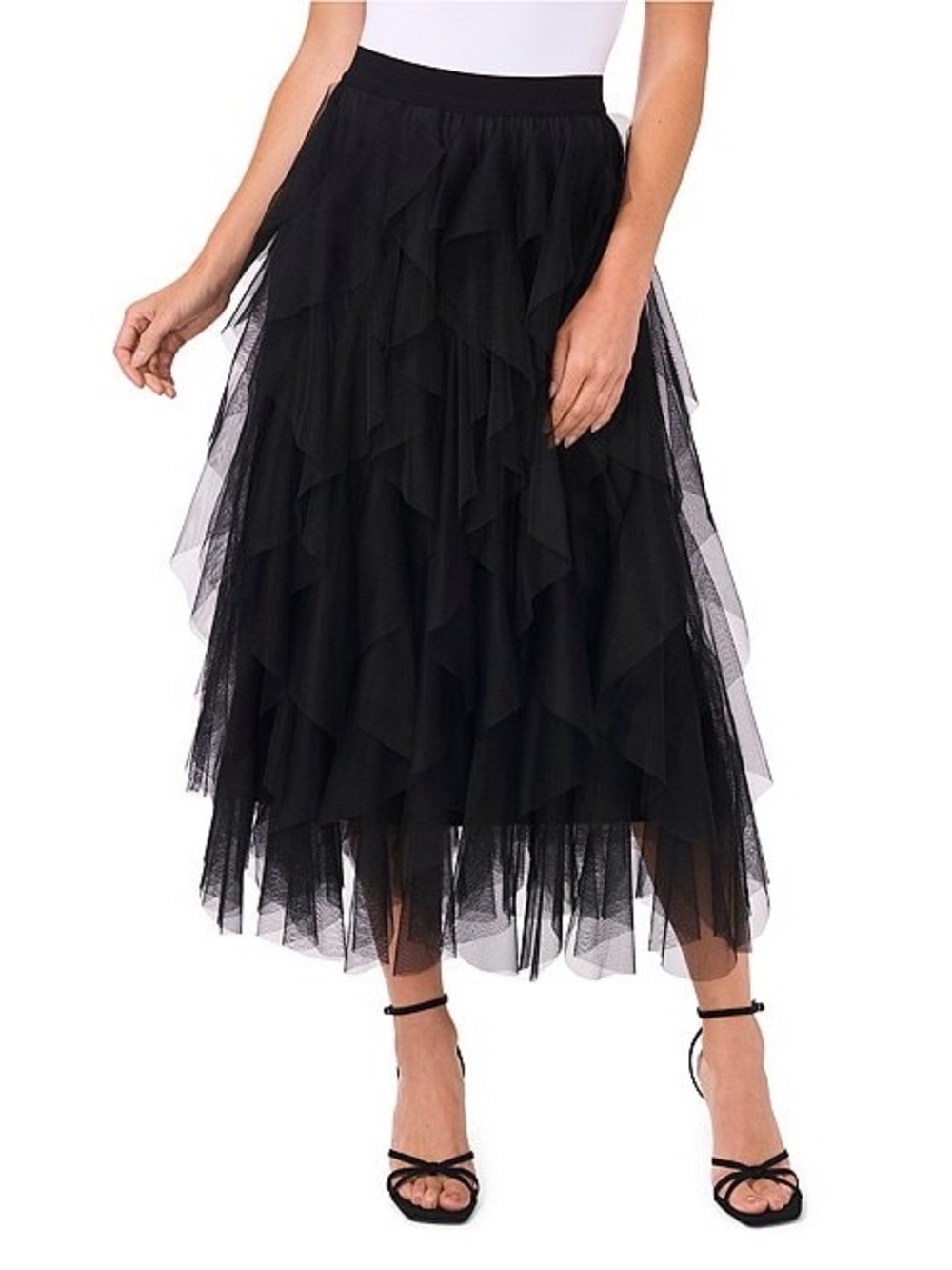 Chelsea & Violet Asta Tulle Black Skirt Multi-layered Mesh Tulle Tiered Skirt XS